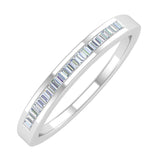 White Gold Classic Channel Set Baguette Diamond Wedding Band ( 0.15 Carat)