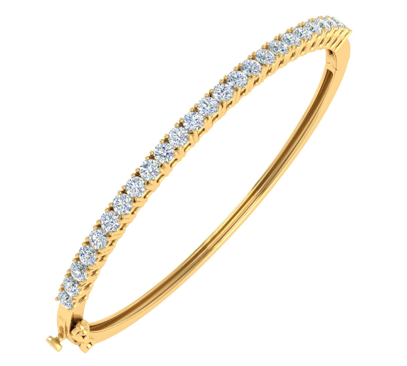 2 Carat Natural Diamond Womens Bangle Bracelet in Gold
