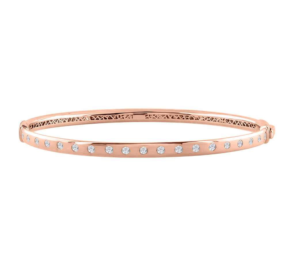 1/2 Carat Bezel Set Diamond Bangle Bracelet in Gold