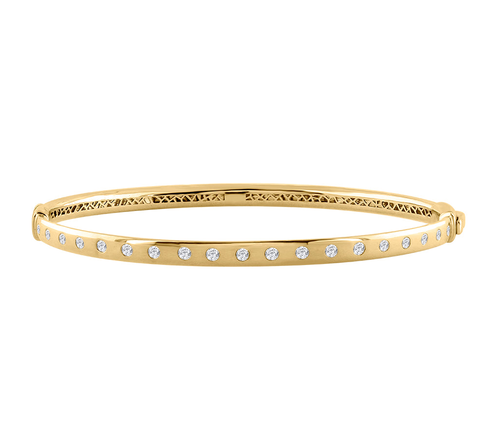 1/2 Carat Bezel Set Diamond Bangle Bracelet in Gold