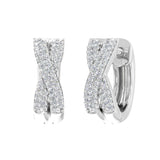 1/4 Carat Pave Set Round Diamond Hoop Earrings in Gold - IGI Certified