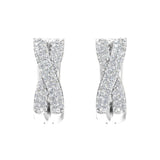 1/4 Carat Pave Set Round Diamond Hoop Earrings in Gold - IGI Certified