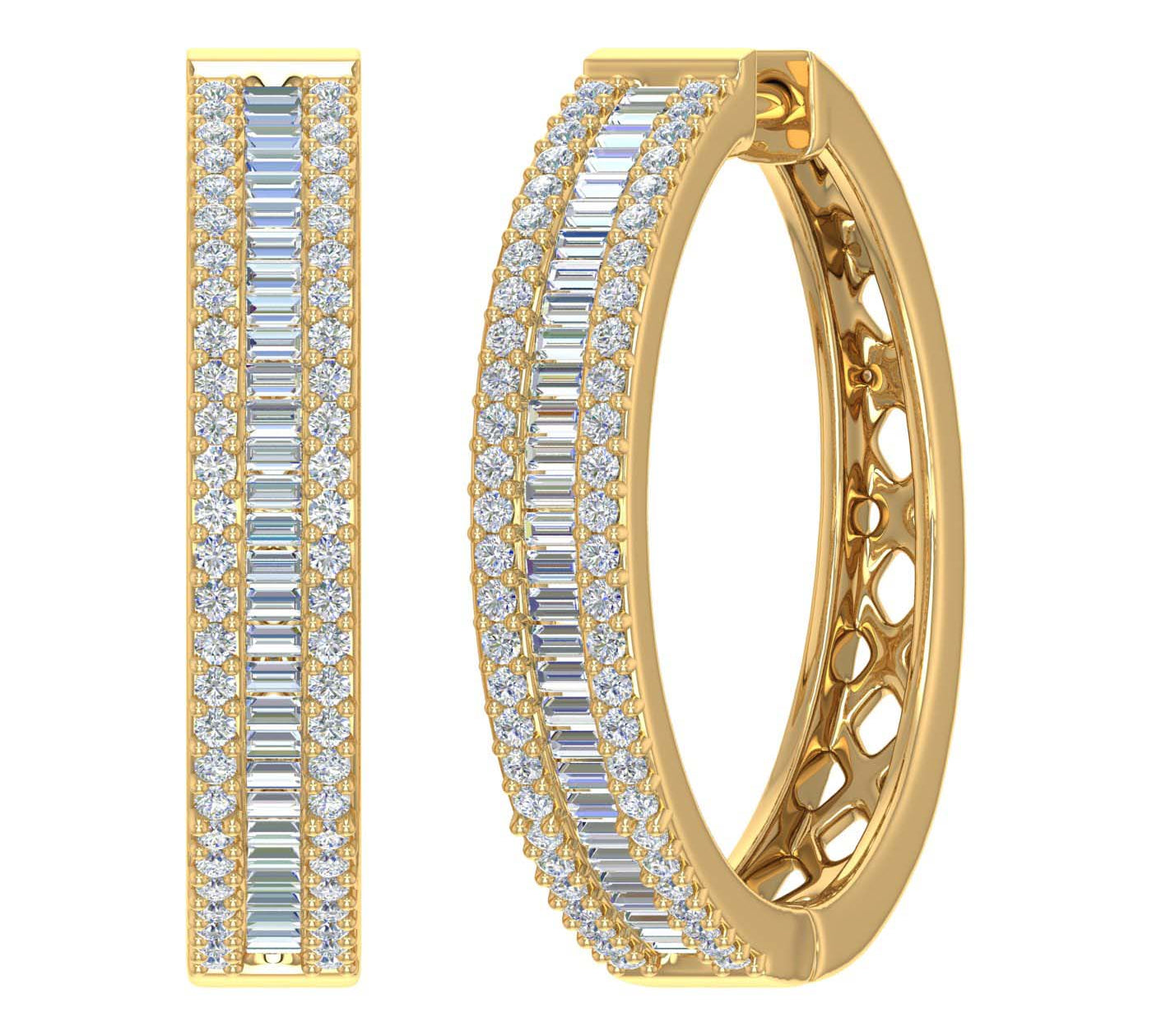 1 Carat Diamond Hoop & Huggies Earrings in Gold - IGI Certified
