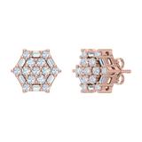 1/2 Carat Diamond Hexagon Stud Earrings in Gold