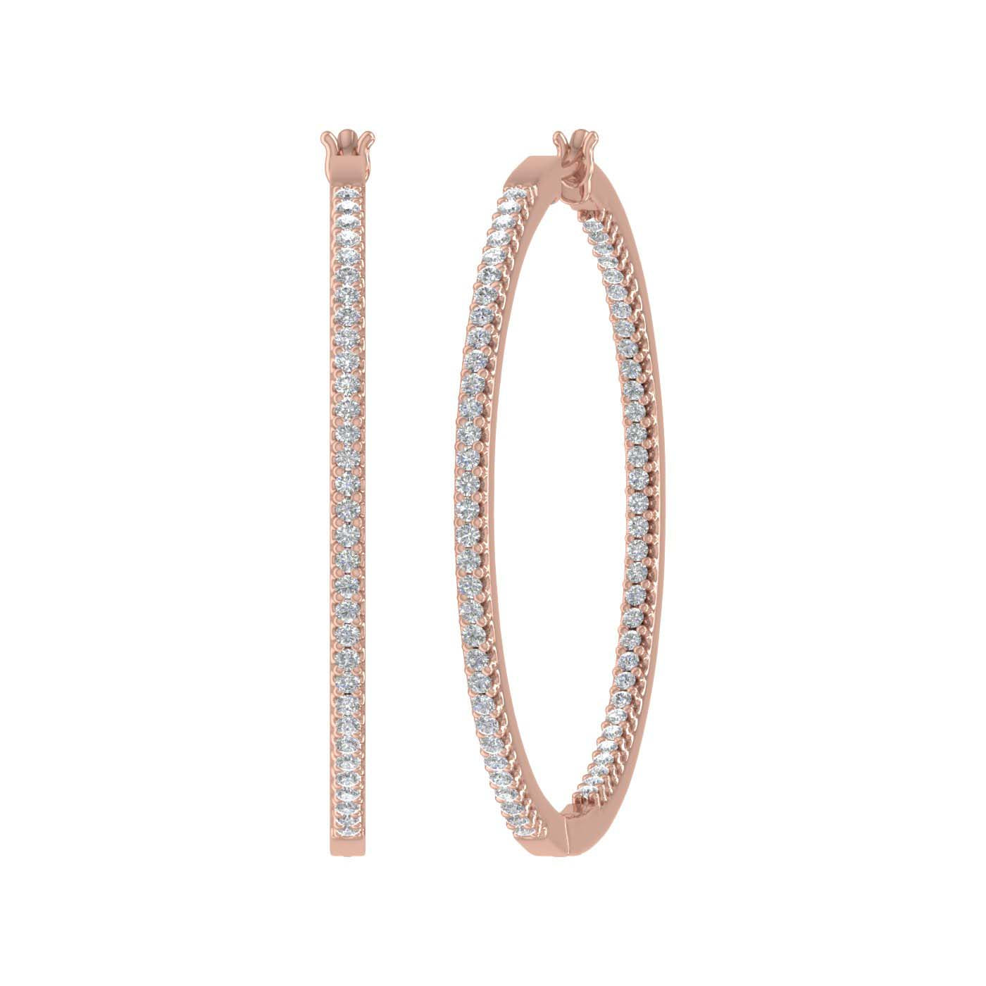 1 Carat Prong Set Diamond Inside-out Hoop Earrings in Gold - Preview 4