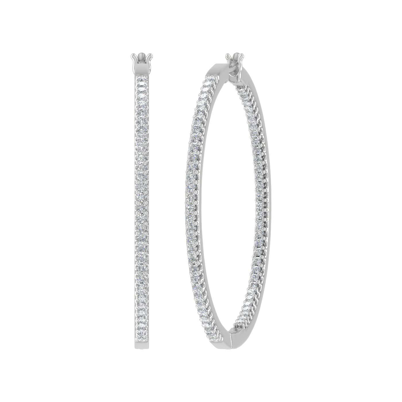 1 Carat Prong Set Diamond Inside-out Hoop Earrings in Gold - Preview 5