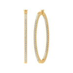 1 Carat Prong Set Diamond Inside-out Hoop Earrings in Gold - Preview 3