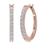 3/4 Carat Round White Diamond Ladies Huggies Hoop Earrings in Gold