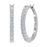 3/4 Carat Round White Diamond Ladies Huggies Hoop Earrings in Gold