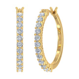 3/4 Carat Round White Diamond Ladies Huggies Hoop Earrings in Gold