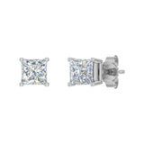 1/2 Carat 4-Prong Set Princess Cut Diamond Stud Earrings in Gold