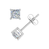 1/2 Carat 4-Prong Set Princess Cut Diamond Stud Earrings in Gold