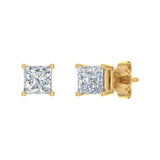 1/2 Carat 4-Prong Set Princess Cut Diamond Stud Earrings in Gold