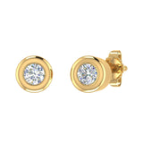 1/5 Carat Bezel Set Diamond Stud Earrings in Gold