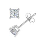 1/2 Carat 4-Prong Set Princess Cut Diamond Stud Earrings in Gold