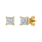 1/2 Carat 4-Prong Set Princess Cut Diamond Stud Earrings in Gold