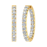 4 Carat (ctw) Inside Out Diamond Hoop Earrings in Gold