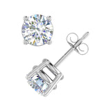 Gold Round-Cut Diamond Stud Earring (2 Carats) - IGI Certified