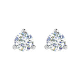 2/3 Carat Diamond 3-Prong Set Stud Earrings in Gold (0.66 Ct)