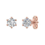 2/3 Carat Diamond 6-Prong Set Stud Earrings in Gold (0.66 Ct)