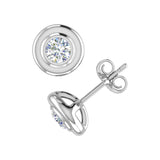 2/3 Carat Diamond Bezel Set Stud Earrings in Gold (0.66 Ct)