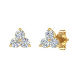 3-Stone Diamond Stud Earrings in Gold (0.31 Carat) - IGI Certified