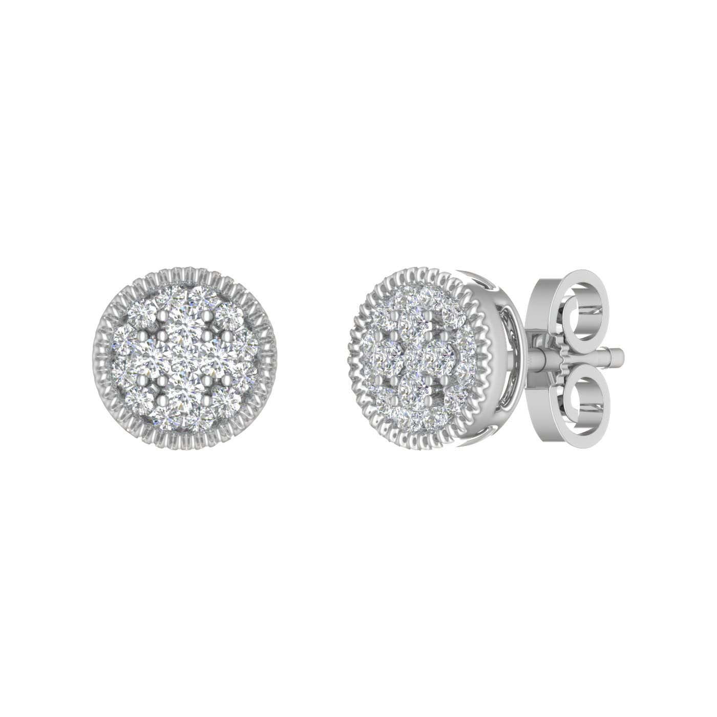 1/3 Carat Cluster Diamond Stud Earrings in Gold