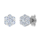 1/4 Carat Cluster Diamond Stud Earrings in Gold - IGI Certified