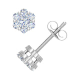 1/4 Carat Cluster Diamond Stud Earrings in Gold - IGI Certified