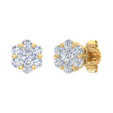 1/4 Carat Cluster Diamond Stud Earrings in Gold - IGI Certified