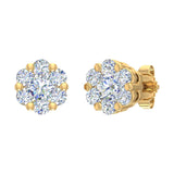 1/2 Carat Cluster Diamond Stud Earrings in Gold