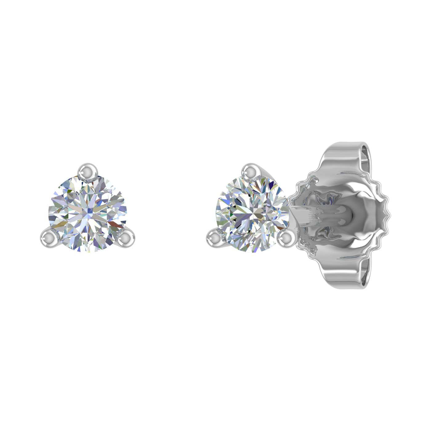 1/10 Carat 3-Prong Diamond Tiny Stud Earrings in Gold