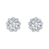 1/2 Carat Flower Shaped Cluster Diamond Earrings in Gold