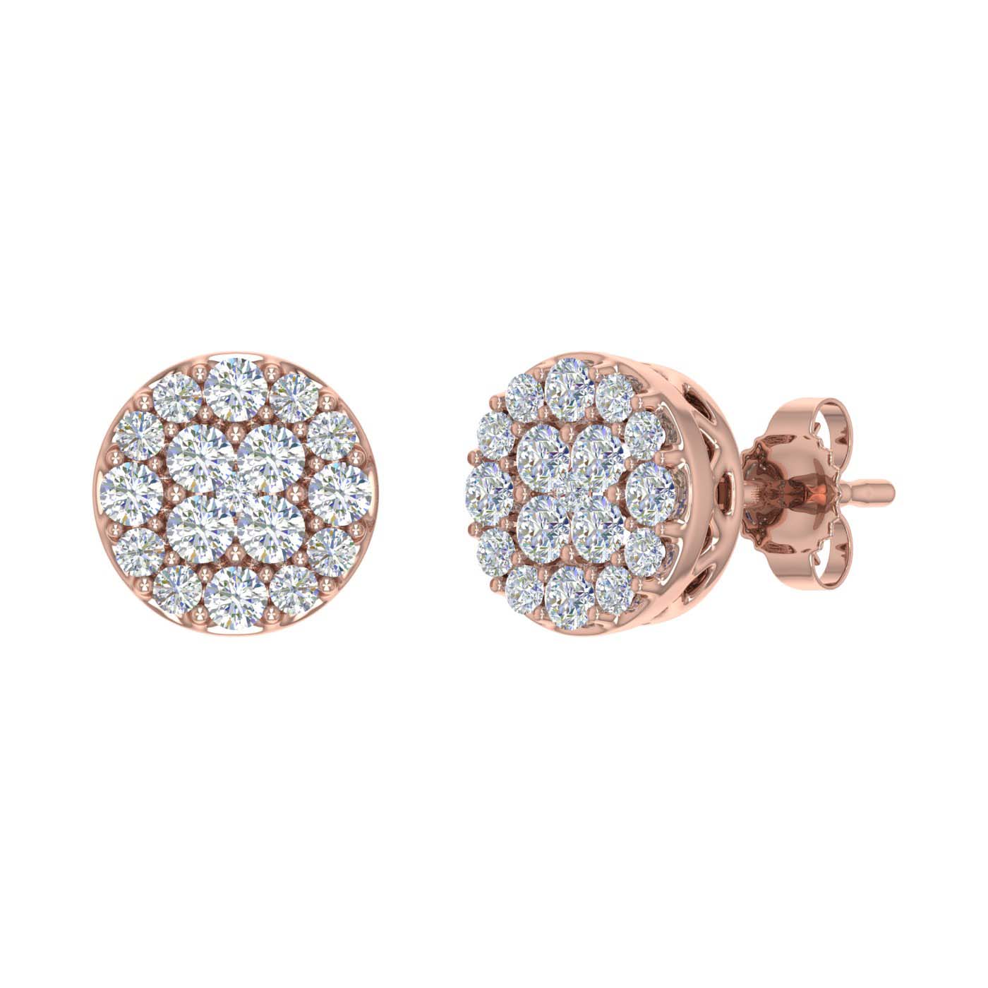 1/2 Carat Cluster Diamond Stud Earrings in Gold-Preview 12
