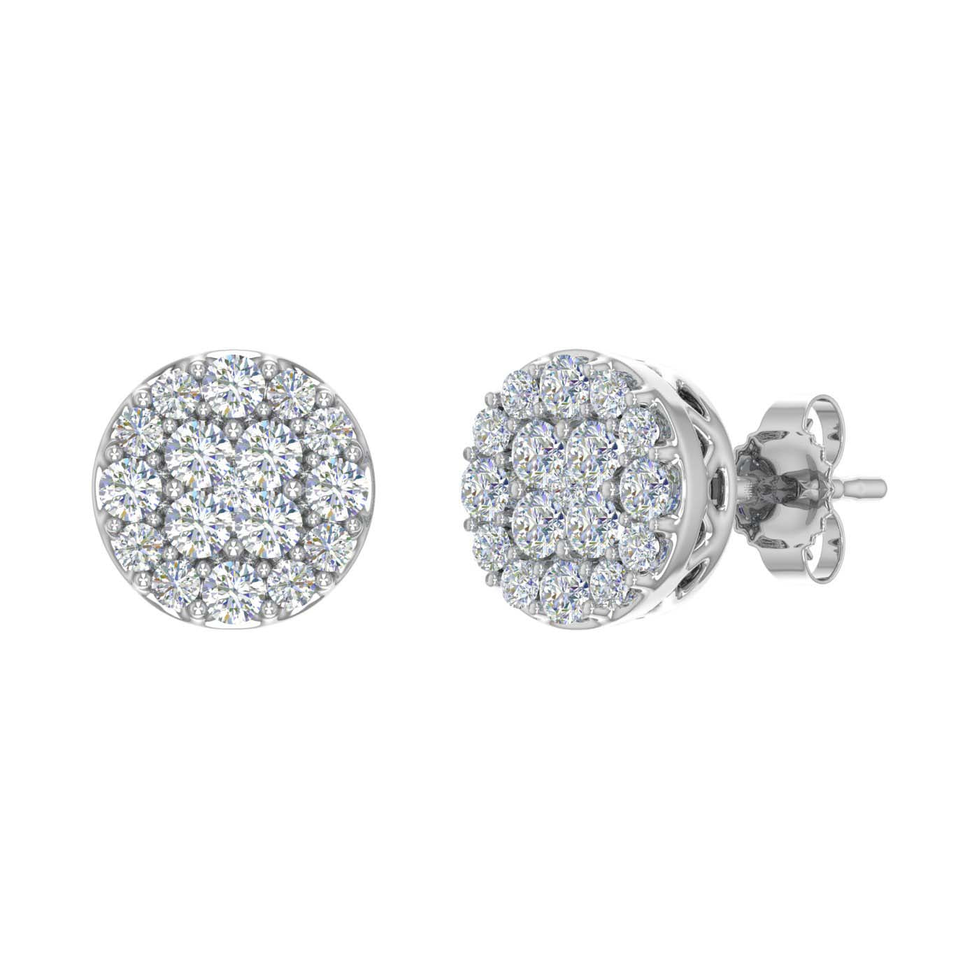 1/2 Carat Cluster Diamond Stud Earrings in Gold-Preview 7