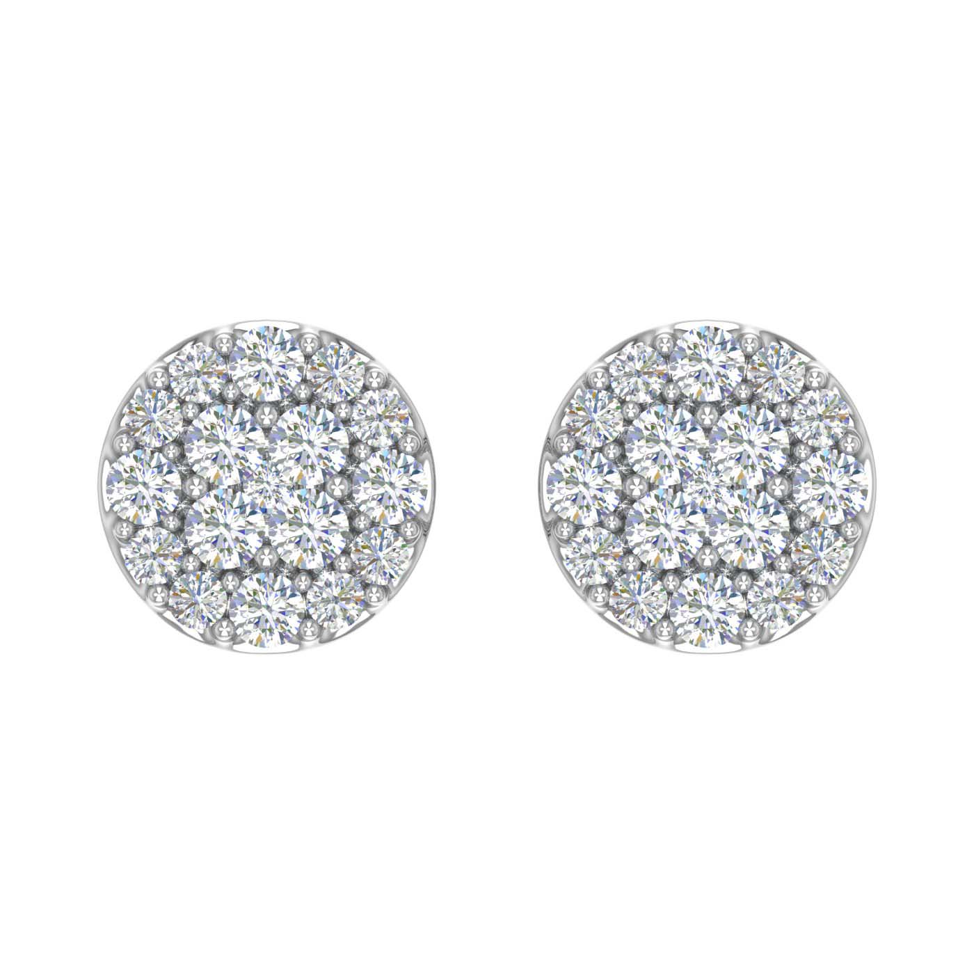 1/2 Carat Cluster Diamond Stud Earrings in Gold-Preview 9