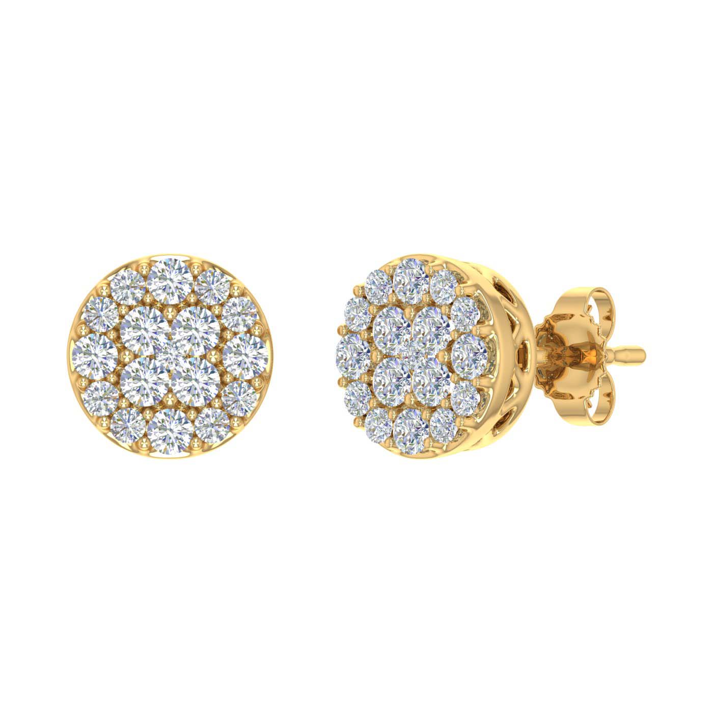 1/2 Carat Cluster Diamond Stud Earrings in Gold-Preview 11