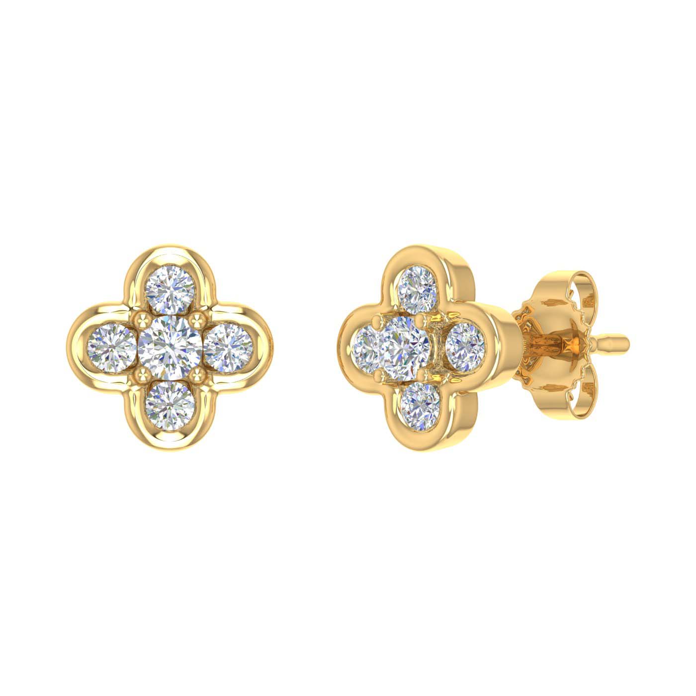 1/5 Carat Diamond Stud Earrings in Gold - IGI Certified - Thumbnail 4