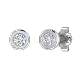 Gold Bezel Set Round Diamond Stud Earrings (1/10 Carat)