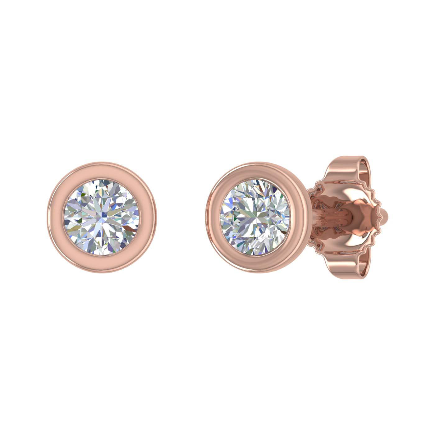 0.27 Carat Bezel Setting Diamond Stud Earrings in Gold - Preview 11