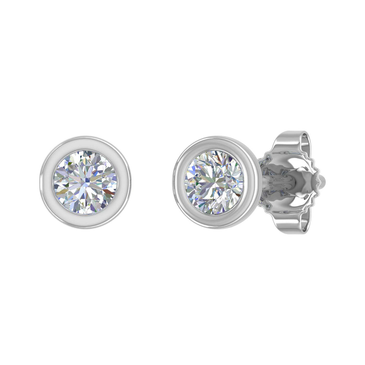 0.27 Carat Bezel Setting Diamond Stud Earrings in Gold - Preview 12