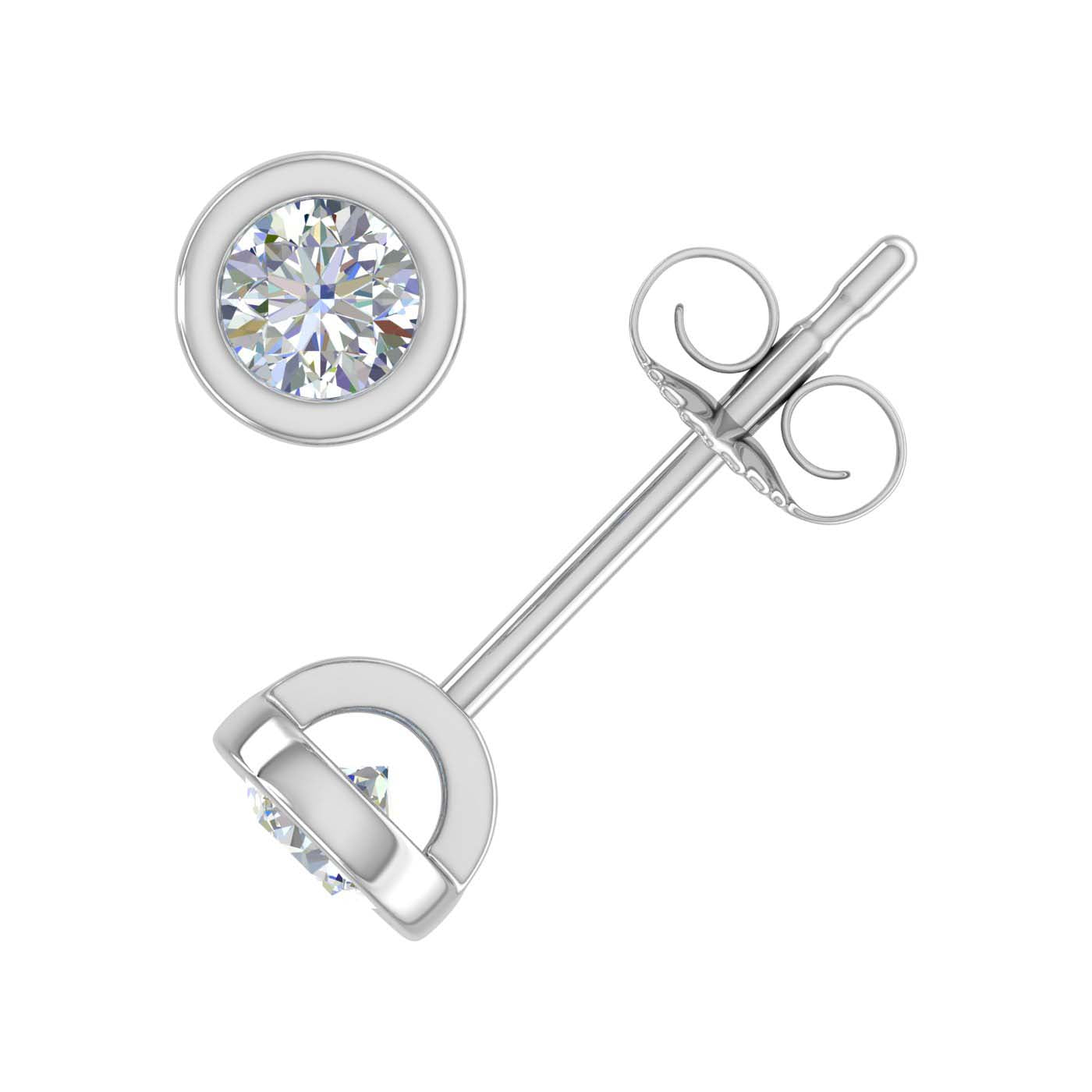 0.27 Carat Bezel Setting Diamond Stud Earrings in Gold - Preview 13