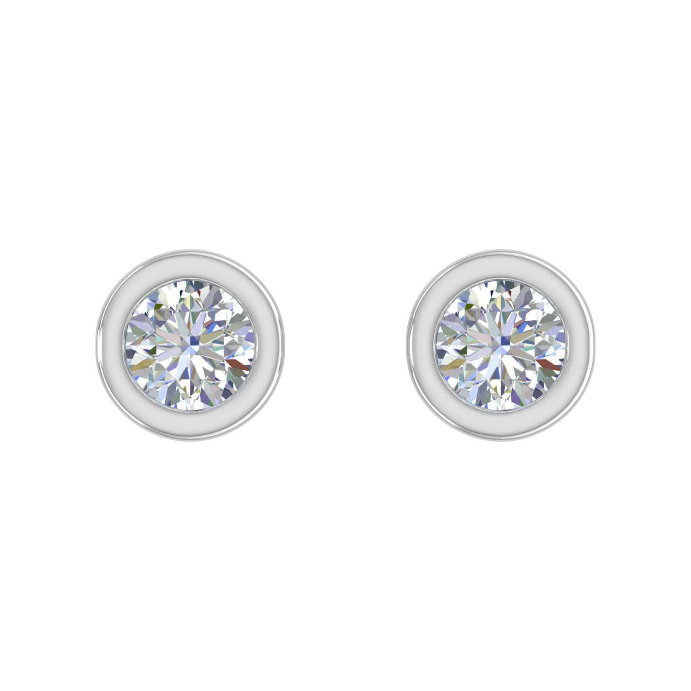 0.27 Carat Bezel Setting Diamond Stud Earrings in Gold - Preview 8