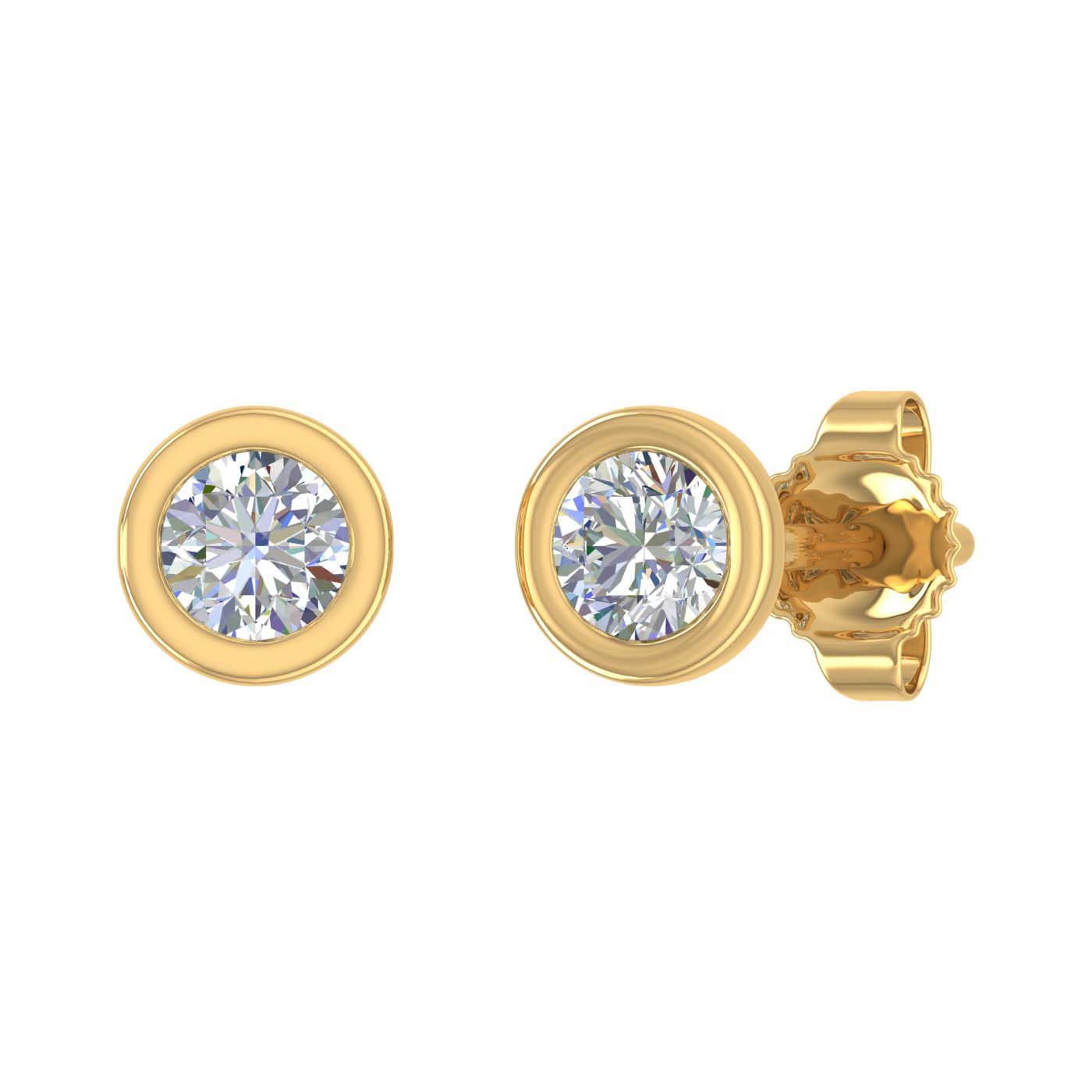 0.27 Carat Bezel Setting Diamond Stud Earrings in Gold - Preview 10