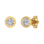 0.27 Carat Bezel Setting Diamond Stud Earrings in Gold - Preview 10