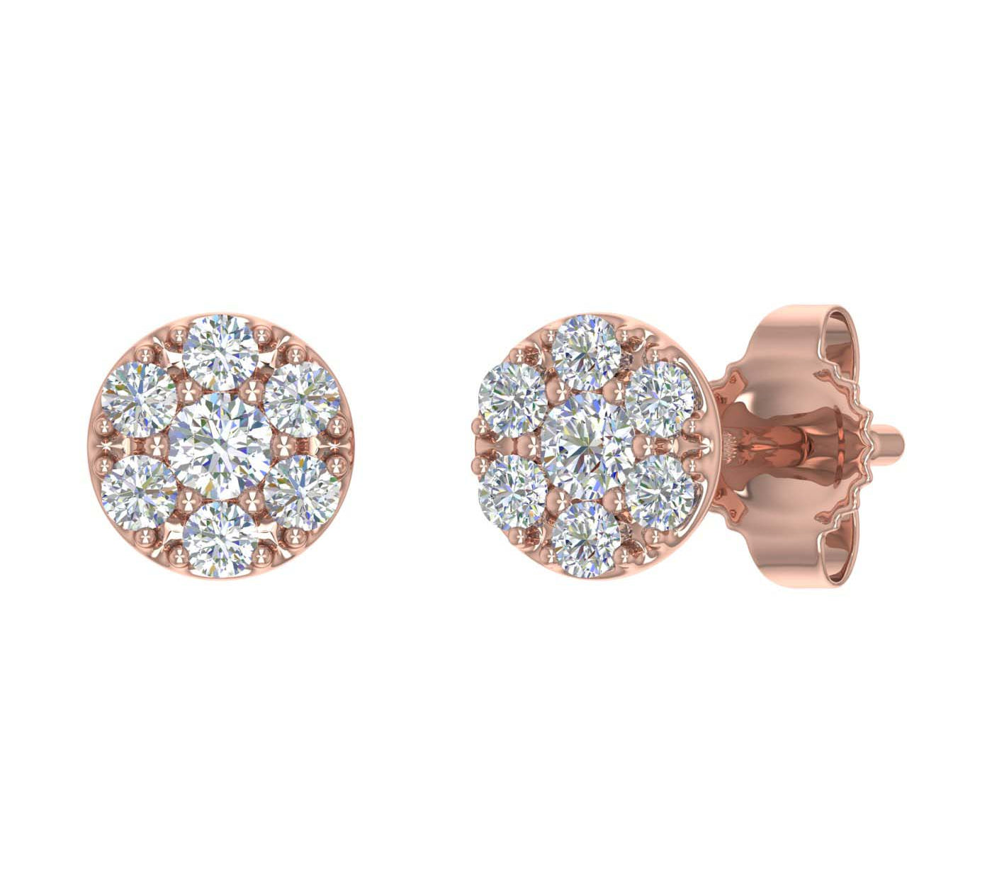 0.15 Carat Cluster Diamond Stud Earrings in Gold - IGI Certified