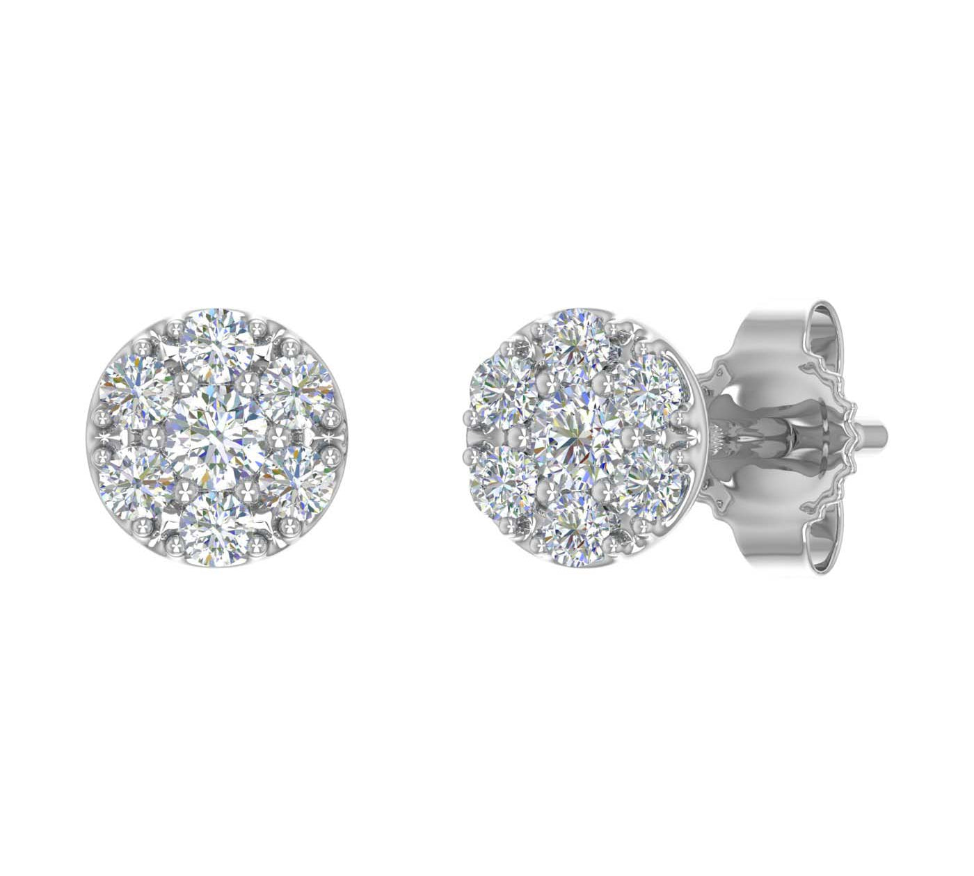 0.15 Carat Cluster Diamond Stud Earrings in Gold-ER-03431-I1I2-14KW