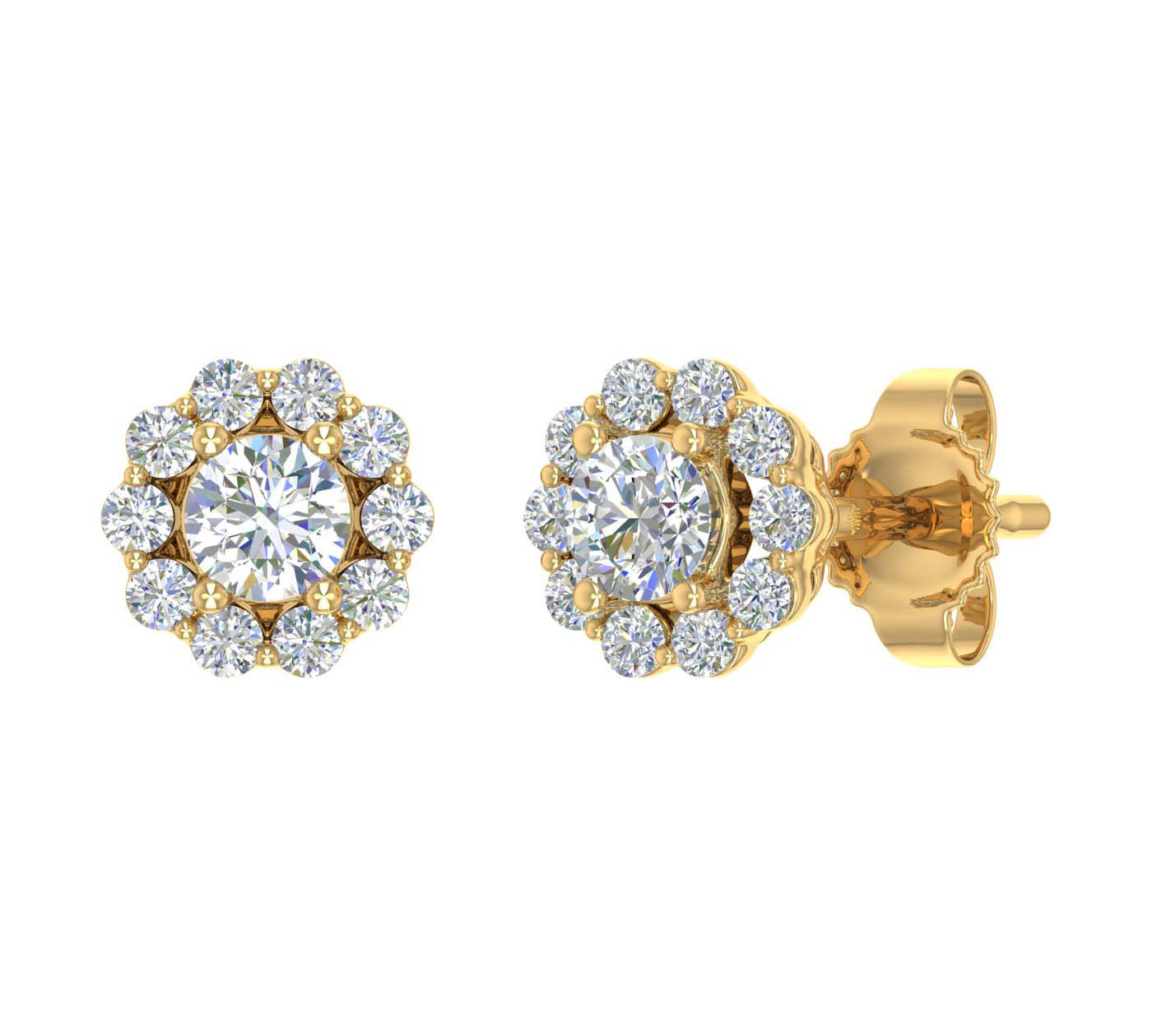 1/3 Carat Cluster Diamond Stud Earrings in Gold - IGI Certified
