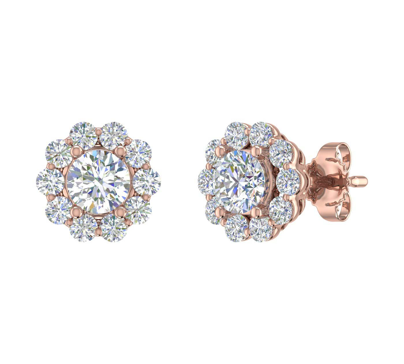 1 Carat (ctw) Cluster Diamond Stud Earrings in Gold - IGI Certified