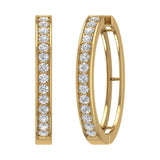 1 Carat Prong Set Diamond Ladies Hoop Earrings in Gold - IGI Certified